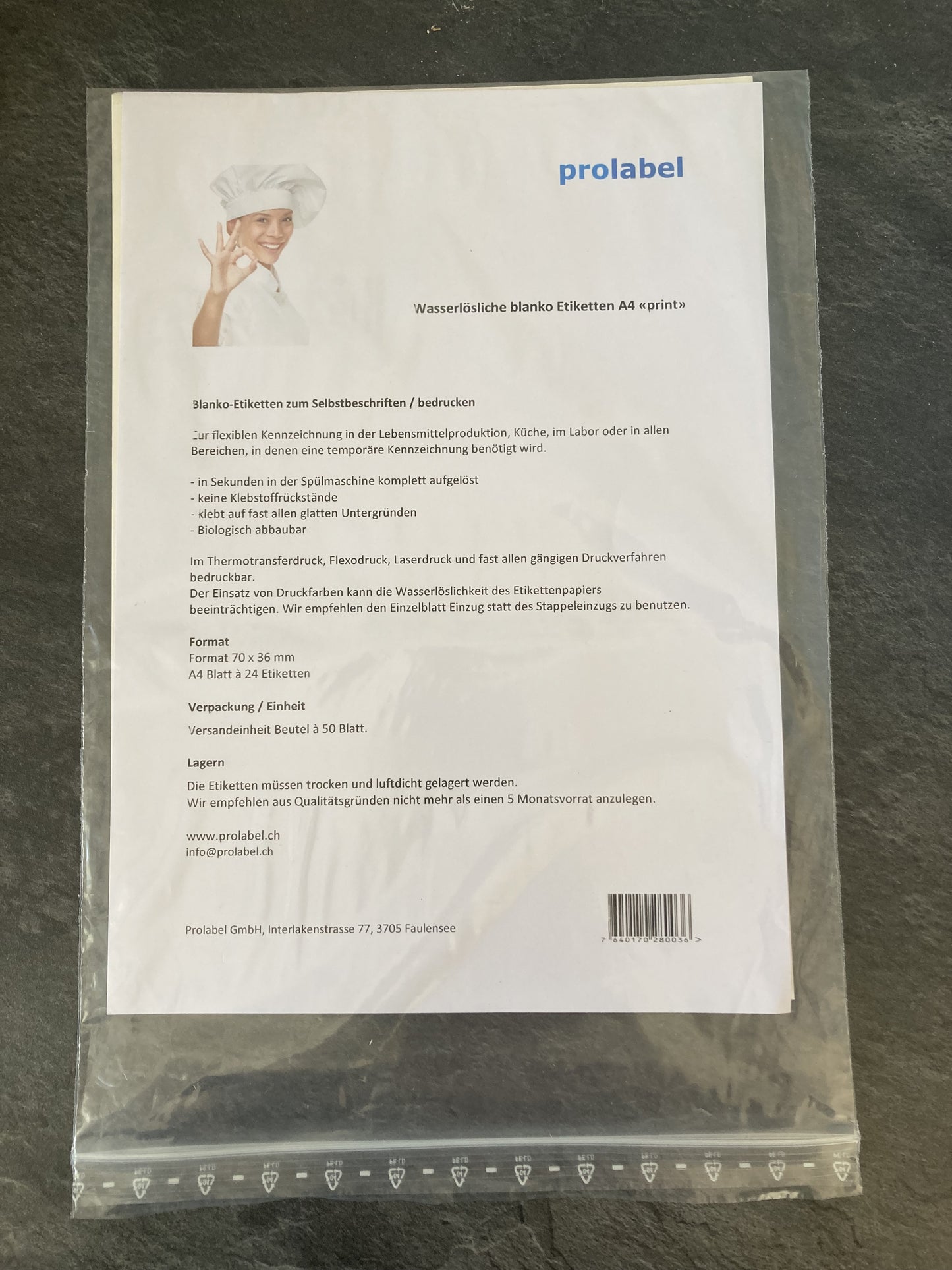 "Print" wasserauflösbar 48.5x16.9mm für PC-Drucker
