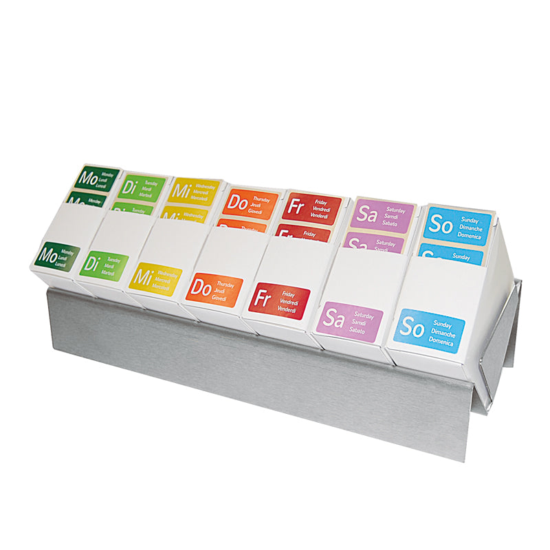 Support à rouleaux pour 7 boîtes, acier inoxydable